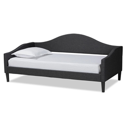 Baxton Studio Milligan Modern and Contemporary Charcoal Fabric Upholstered and Dark Brown Finished Wood Full Size Daybed